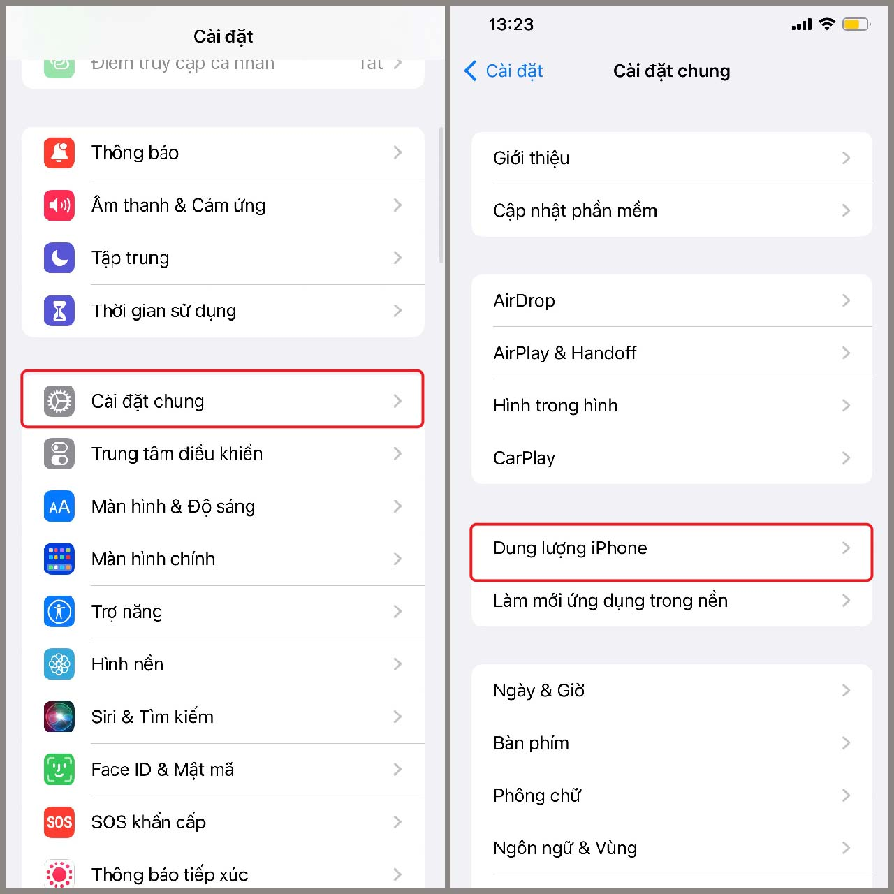 Kiểm tra dung lượng của iPhone Cũ