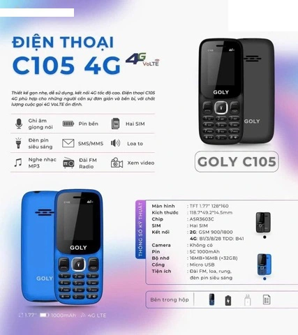 Điện thoại Goly C105 4G (No.GLC105BL)