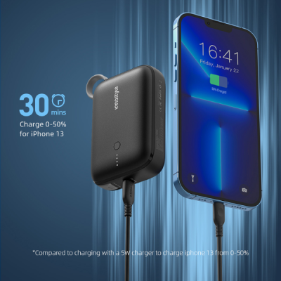 Sạc dự phòng Innostyle PowerGo Mini with USB-C cable QC3.0 22.5W SCP IP22PDBLK 10.000mAh Đen