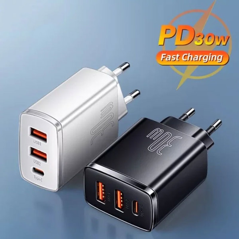 Củ sạc nhanh 30W 2 USB - USB C Baseus Compact LVJ009-UC-EW