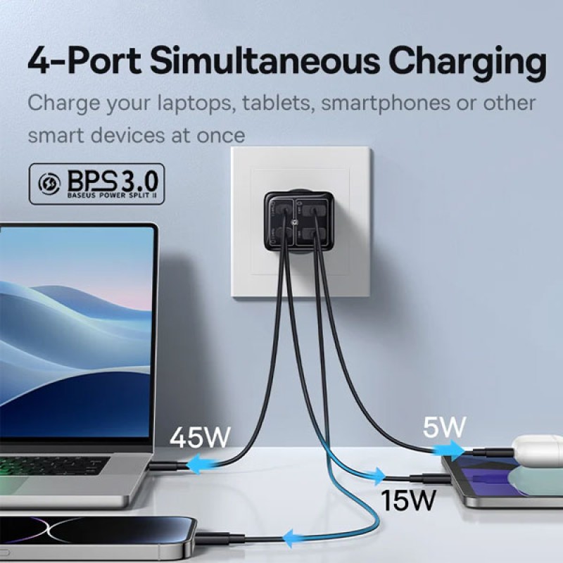 Củ sạc nhanh 65W 2USB-2USB C Baseus GaN6 Pro LVJ049-UK-UK