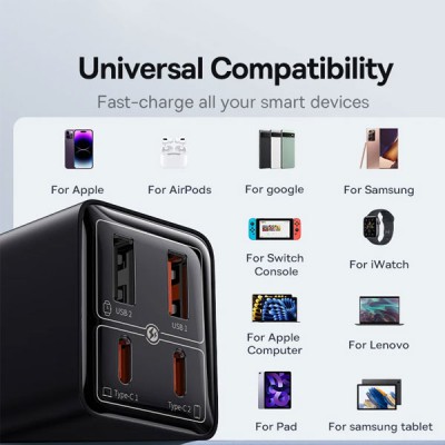 Củ sạc nhanh 65W 2USB-2USB C Baseus GaN6 Pro LVJ049-UK-UK