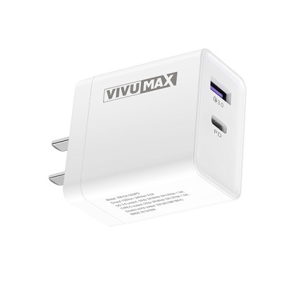 Củ sạc nhanh QC3.0 3A USB/USB-C VivuMax VM-CH.Q32PD White