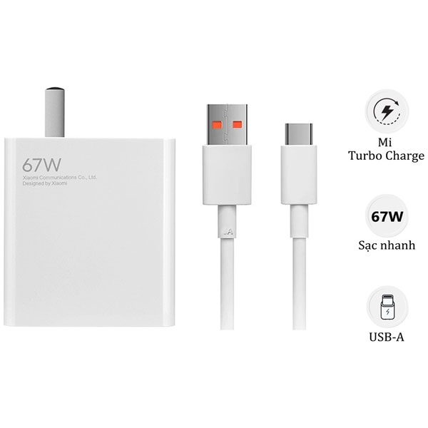 Chargeur Xiaomi 67W USB-A + Cable Type-C (MDY-12-ES)