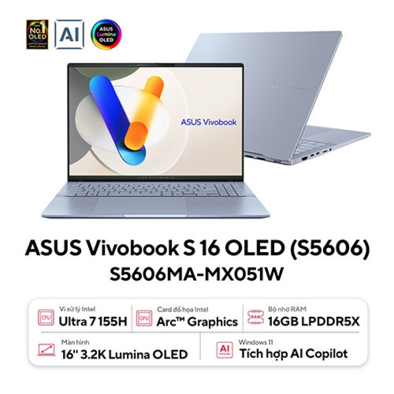 Asus S5606M (Ultra i7-155H/16GB/512GB/16" 3.2K/Win 11 Home)