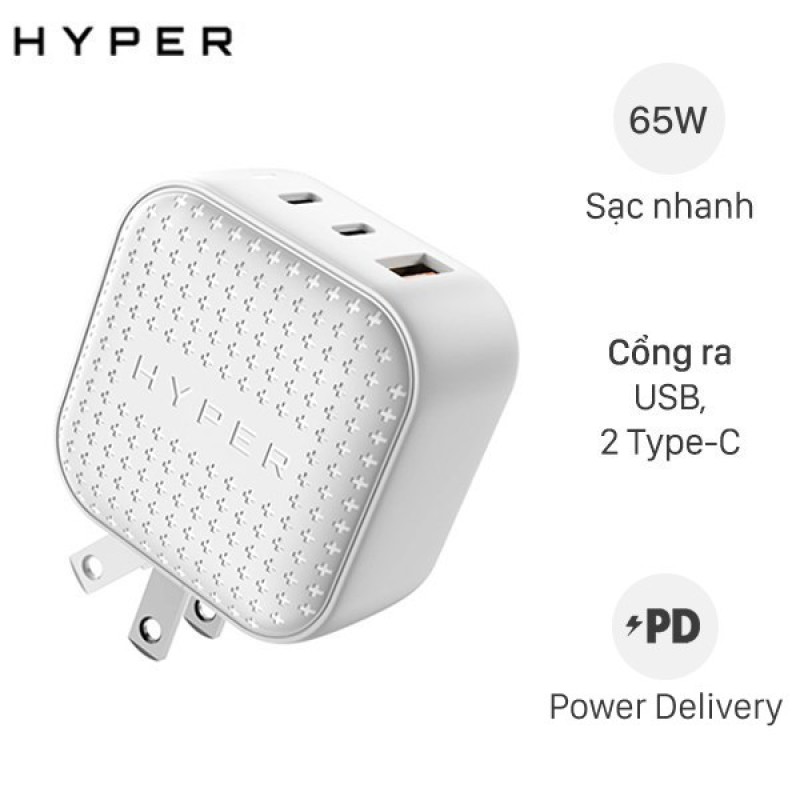 Củ sạc nhanh đa cổng Hyper Juice 66W Gan PD/QC3.0 và PPS charger (2C1A) – HJ265