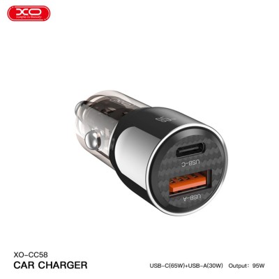 Đầu sạc xe hơi XO USB/USB-C sạc nhanh 2 cổng XO-CC58 Black (KG)