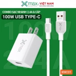 Bộ sạc nhanh 2.4A 100W USB to Type-C Xmax XWC01 White (KG)