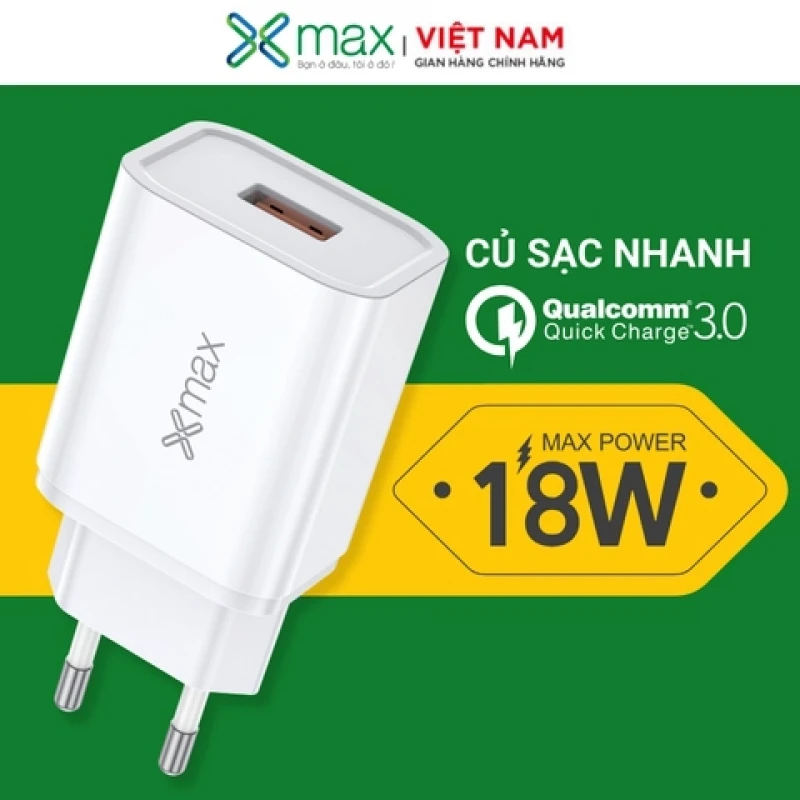 Bộ sạc nhanh 18W USB to Type-C Xmax QC3.0 XWF01C White (KG)