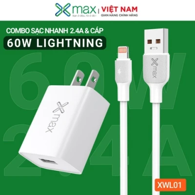 Bộ sạc nhanh 2.4A 60W USB to Lightning Xmax XWL01 White (KG)