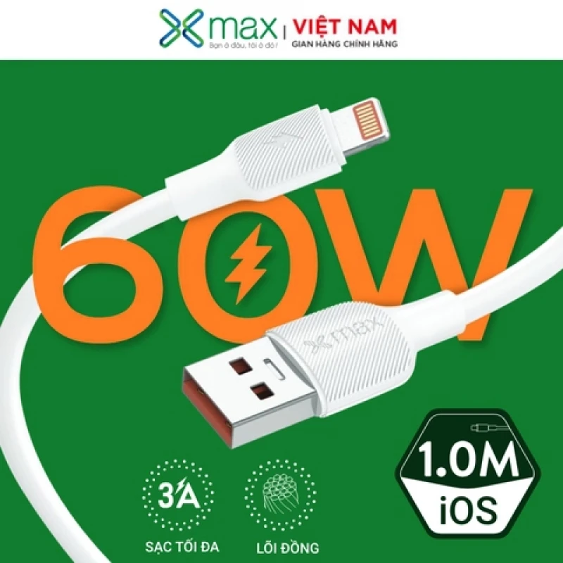 Cáp sạc nhanh USB to Lightning Xmax XXL02 White (KG)