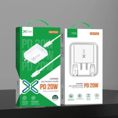 Bộ sạc nhanh 25W Type-C to Type-C Xmax PD/PPS/QC3.0 XWFCC02 White (KG)