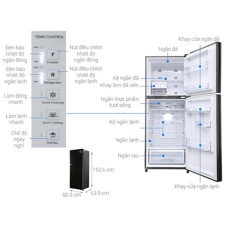 Tủ Lạnh AQUA Inverter 284 Lít AQR-IG296DN