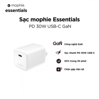 mophie-ACC-Wall Adapter-ESSNTL-GaN-30W-1C-White